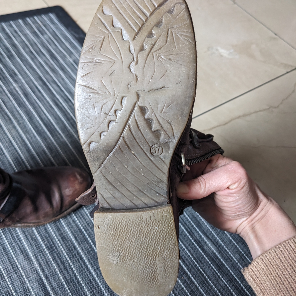 women's AS98 Brown Leather Buckle Boots - Picture 4 of 5